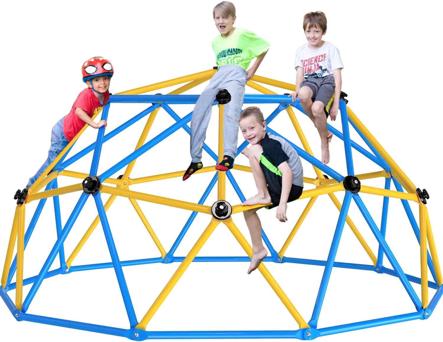 Zupapa Experience Ultimate Fun with the 2026 Upgraded Decagonal Geo Dome Climber - Supports 1000LBS Outdoor Playset and Easy Assembly Play Equipment for Kids (Blue, 9FT)