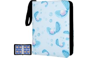 MTGPRO Card Binder for Yoto Cards 4-Pocket,400 Pockets Trading Card Binder Holder Collector Album Book Includes 50 Removable Sleeves (Blue Shell)