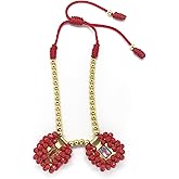 Sacred Scapular Bracelet Handmade Murano Stone Wristband with Golden Beads - Sacred Heart of Jesus, Holy Virgin of Carmen, St. Michael Archangel. 2cm x 2cm by Zaraleas (Sand) (Red)