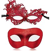 Aqearl Couple Masquerade Mask for Women Men Venetian Mask Halloween Mask for Party Prom Ball Costume Lace Mask