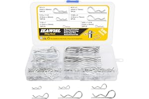 IEAWISL Cotter Pins, 100Pcs Cotter Pin Hairpin Assortment Kit-6 Sizes Zinc Plated Steel R Clip Key Fastener Fitting Set for Lawn Mower Machinery Garage
