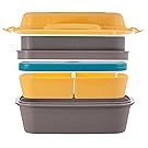 Ultimate Bento Box - Lunch Box for Kids & Adults - 100% Leakproof - Multi Compartment Food Container with Removable Containers and Ice Pack - Microwave, Freezer & Dishwasher Safe. BPA-Free.