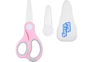 Kare & Kind Ceramic Baby Food Scissors - Pink - With Dust Cover and Storage Case - Cut Baby Food Easily - Ideal for Noodles, Meat, Chicken, Veggies and Fruits (Pink - 1 Pack)