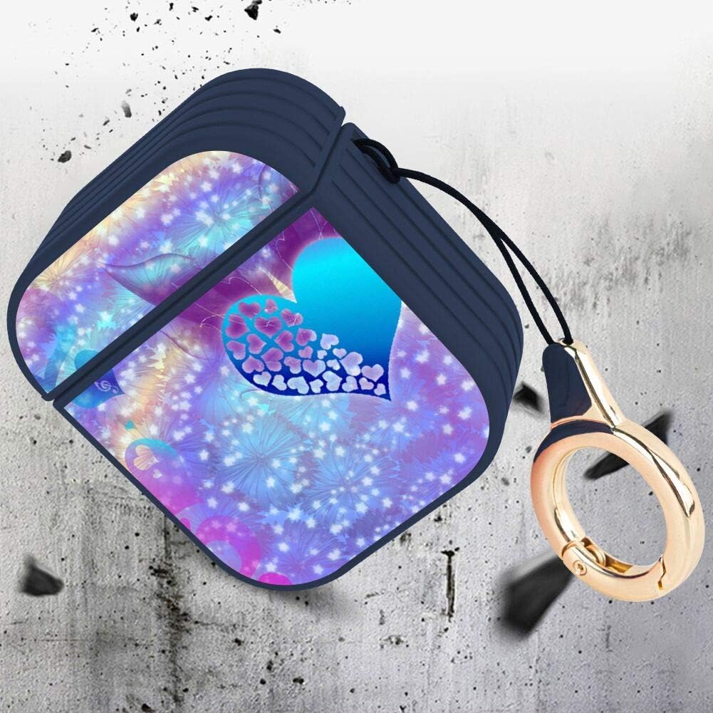 Blue Striated Wireless Airpods Case Shockproof Cover with Magnet and Ring Texture 7
