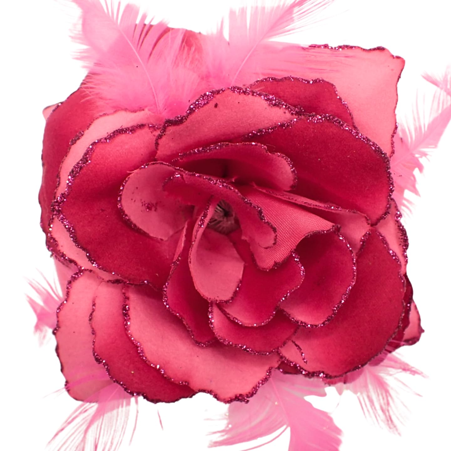 Topkids Accessories Rose Flower Hair Clip Hairband Floral Corsage Fascinator Hair Band Aligator Beak Grip for Women & Girls Wedding Prom Party Special Occasion (Fuchsia 2Tone)