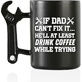 Onebttl Dad Gifts Coffee Mug with Wrench Spanner Handle, Gift for Dads from Daughter and Son on Birthday, Father's Day, Christmas, 13.5oz - Drinks coffee
