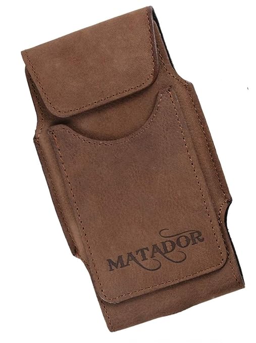 MATADOR Gürteltasche für LG G4 Echtleder Slim Design Handytasche Gürteltasche Vertikaltasche in Antik Braun mit Gürtelclip/Gü