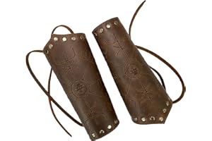 Valhalla Gear, Viking Bracer (2 Pack) Handmade from Full Grain Leather - Viking Style Hand Protector for Archery, Medieval Armband, Durable Wrist Guard with Adjustable Straps - Bourbon Brown
