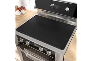 Iycnkok Silicone Stove Top Cover Mat - Smooth Flat Glass Electric Stovetop Cooktop 28" x 20" Induction Range Protector for Oven RV Ceramic Countertop Kitchen Dish Drying Mats Pastry Mats - Black