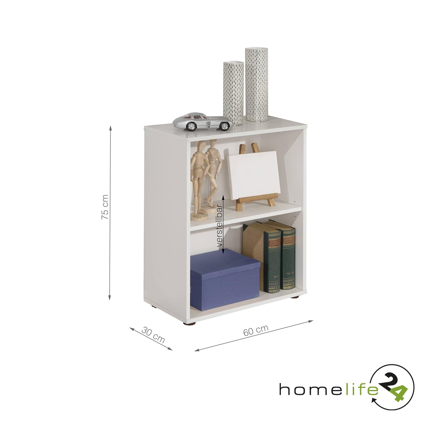 H24living Small Bookcase Small Bookshelf Free Standing Piece
