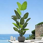 Bird of Paradise Plant Artificial 8ft - Tall Faux Plants Indoor with Realistic Trunks and 24 Vivid Leaves, 96 Inch Fake Tropical Floor Plants in Pot for Home Living Room Bedroom Office Indoor Decor