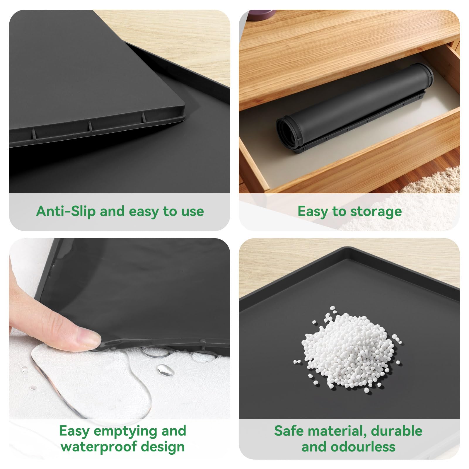 Inwee Unterlage Silikonmatte für Kaffeemaschinen, Anti-Rutsch Wasserdicht Silikonmatte für Kaffeevollautomat Barista Zubehör, kompatibel mit De'Longhi Magnifica, EQ.6 und LatteGo -47 x 29cm, Schwarz 8
