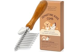 TAKAVU Dematting Fur Rake Comb Brush for Dogs & Cats - Undercoat Comb with Safety Blades for Removing Knots, Mats & Tangles - Grooming Tool for Poodles, Doodles, Long Haired Pets