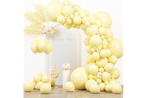 Voircoloria 130pcs Pastel Yellow Balloons Different Sizes 18" 12" 10" 5" Light Yellow Latex Balloon Garland Arch Kit for Birt