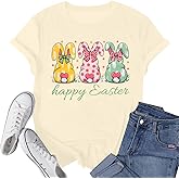 Happy Easter Shirts Women Bunny Shirt: Chillin with My Peeps Tshirt Cute Rabbit Graphic T-Shirt Easter Gift Tops