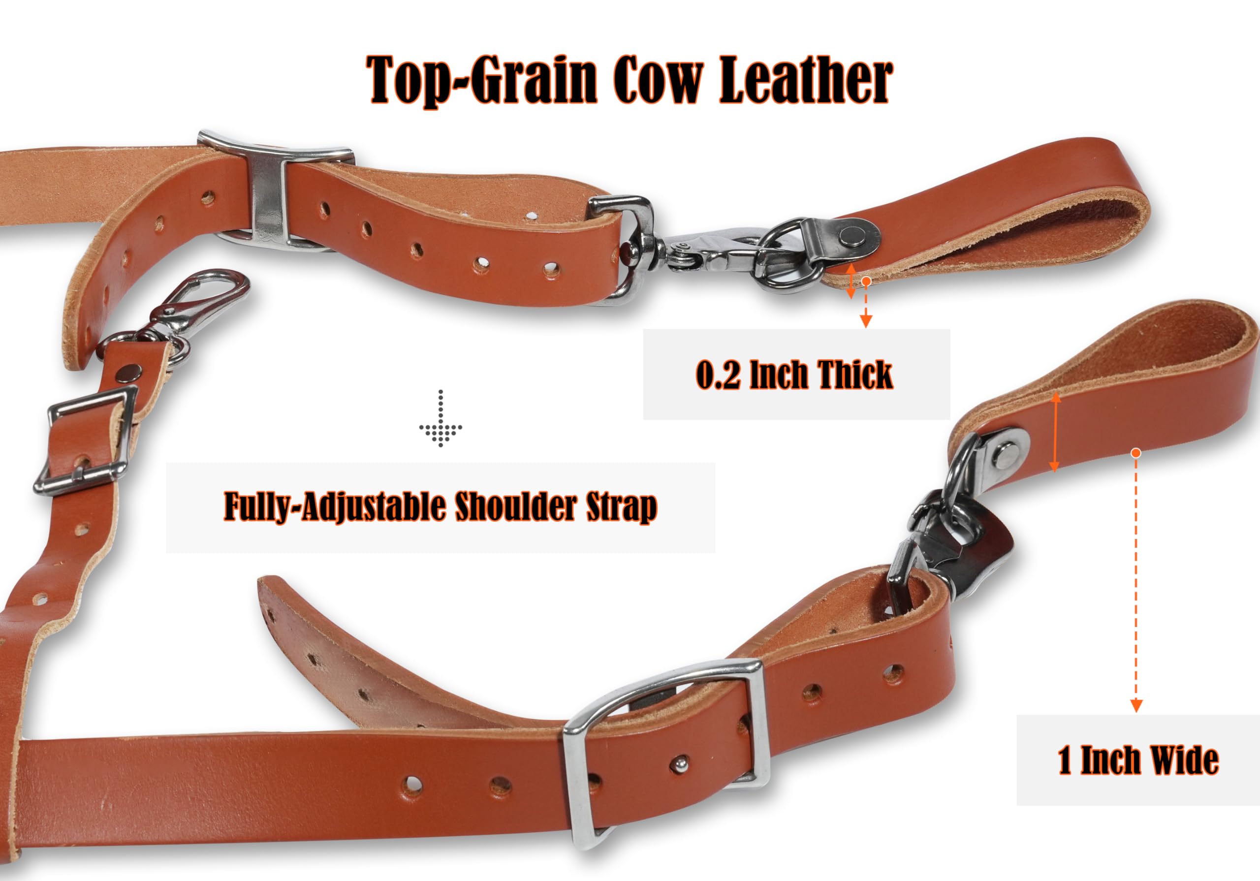 Construction suspenders for carpenter, men for framing Leather tool belt