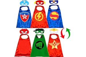 NuGeriAZ Kids Capes & Mask Set, Reversible Costume Outfit for Halloween, Unisex-Kids, Medium, Red 3pack
