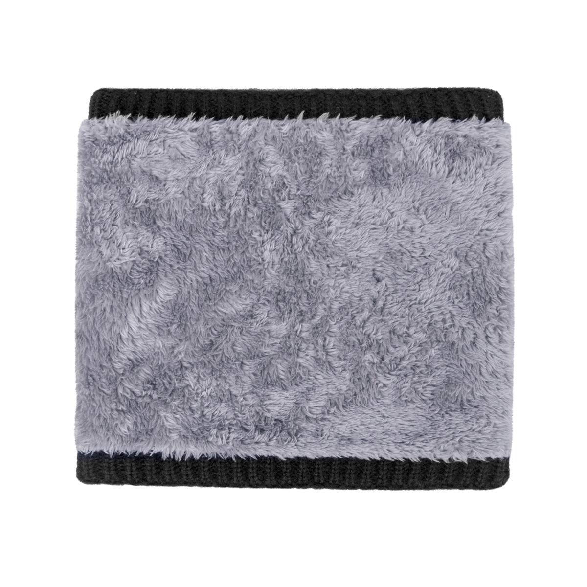 Infinity Scarf Flowomen Winter Double-Layer Soft Fleece Lined Thick Knit Neck Warmer Circle Scarves for Women Men (Black)