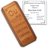1 Pound Copper Bar (Trapezoid Ingot) .999 Pure Paperweight | Element Design with Certificate of Authenticity