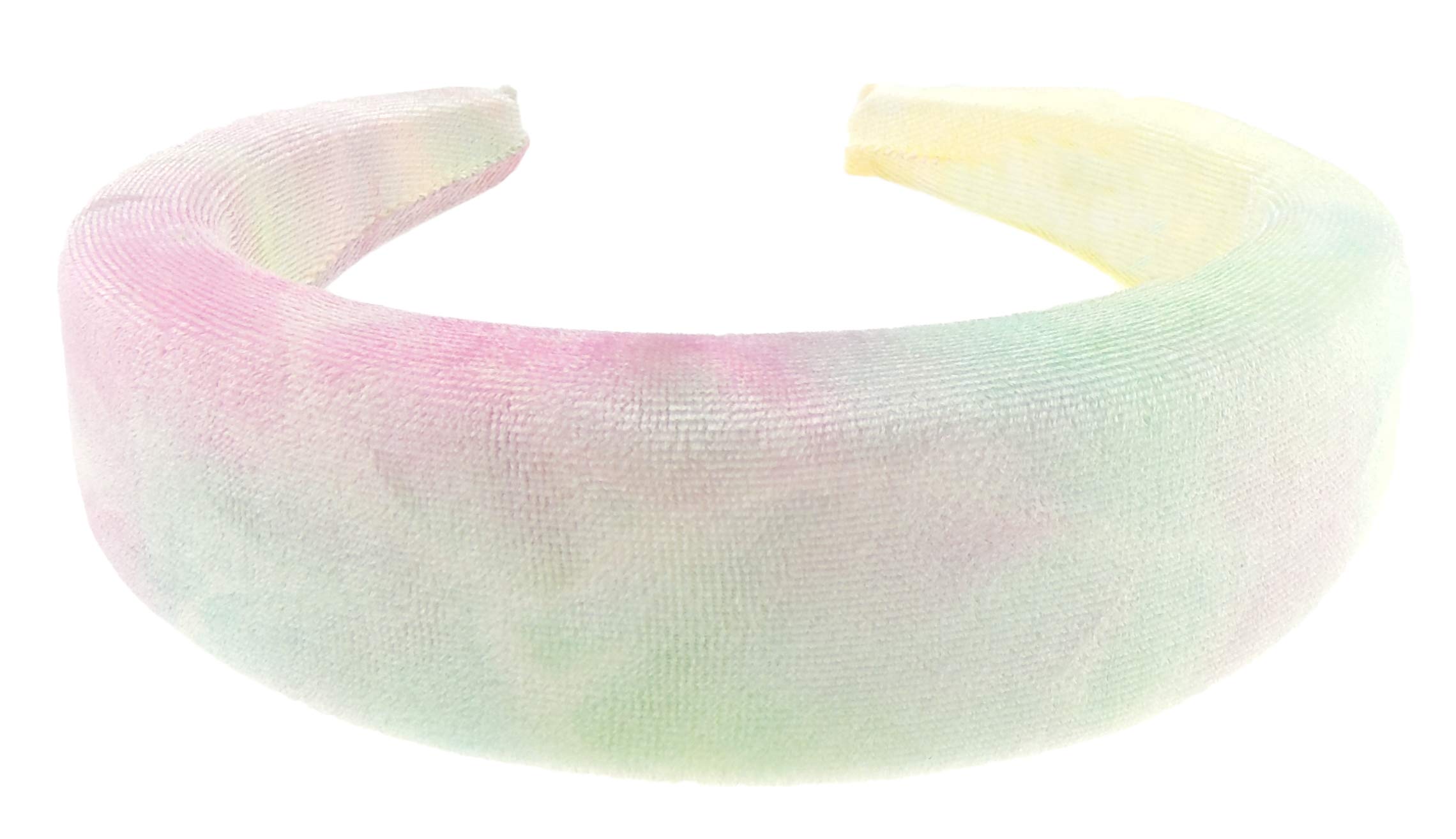 Womens Ombre Tie Dye Occasion Wedding Bridal Party Birthday Christmas Evening Wide 4cm Thick High Bump Padded Velvet Velour Hair Hairband Accessories Headband Alice Band Pastels (Green Pink)