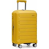 Traveler's Choice Pagosa Hardshell Expandable Luggage with Spinner Wheels, Yellow, 22-Inch Carry-on