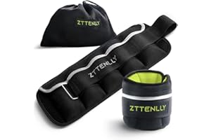 ZTTENLLY Adjustable Ankle Weights 10LBS Pair (5lbs each) with Carry Bag - Breathable Fabrics, Reflective Trim - Strength Training Leg Wrist Arm Ankle Walking Weights Sets for Women Men Kids……