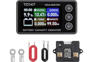 BINTA 0-50A Small Battery Monitor Shunt Voltmeter Ammeter for Lifepo4 Lithium, Backlight Waterproof Battery Meter for Auto Ca