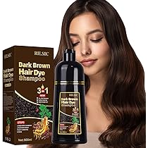 RILSIC Dark Brown Hair Dye Shampoo 3 IN 1, Instant Color Shampoo