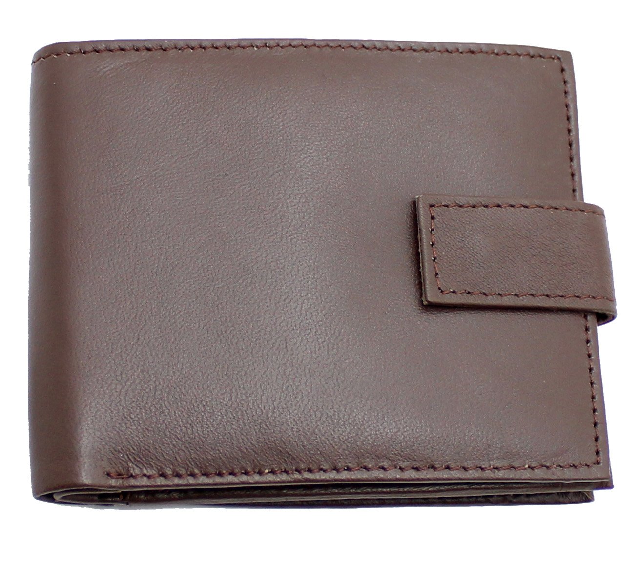 RAS Mens RFID Blocking Soft Leather Wallet with Side Zip Around Coin Pocket 44 (Brown)