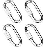 Vmuter 4Pcs 3 Inch 316 Heavy Duty Stainless Steel Screw Chain Quick Links, High Strength Carabiner for Big Chain Connecting, Hammock Hanging, Hiking, Camping