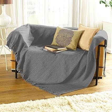 Collie Zigzag Charcoal Grey Bed Chair Sofa Settee Cotton Throw