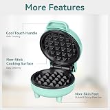 SNAILAR Mini Waffle Maker 550W Green Nonstick Ready Light Cool Touch view 4
