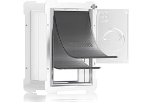 MIAOTONG Medium Dog Door,Upgraded Sealing Dog Door for Wall, Double Flap Doggy Door,Steel Frame and Telescoping Tunnel Dog Doors and Cat Doors(Pets Up to 40 Lb) -Medium