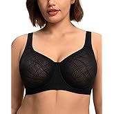 HSIA Minimizer Bras for Women Full Coverage Underwire Plus Size Unlined Mesh Jacquard Bra with Wide Straps