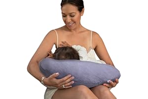 Pharmedoc Nursing Pillow for Breastfeeding – Breast Feeding Pillows for Mom - Bottle Feeding - Support for Mom and Baby - Pregnancy Maternity Pillows, Baby Shower Must Haves - Grey Cooling Cover
