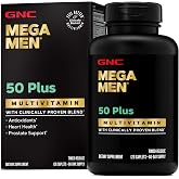 GNC Mega Men 50 Plus Multivitamin for Men, Heart &amp; Prostate, 120 Count | Clinically Studied Antioxidant Formula Supports Heart Health, Prostate Health, and Protection Against Free Radicals