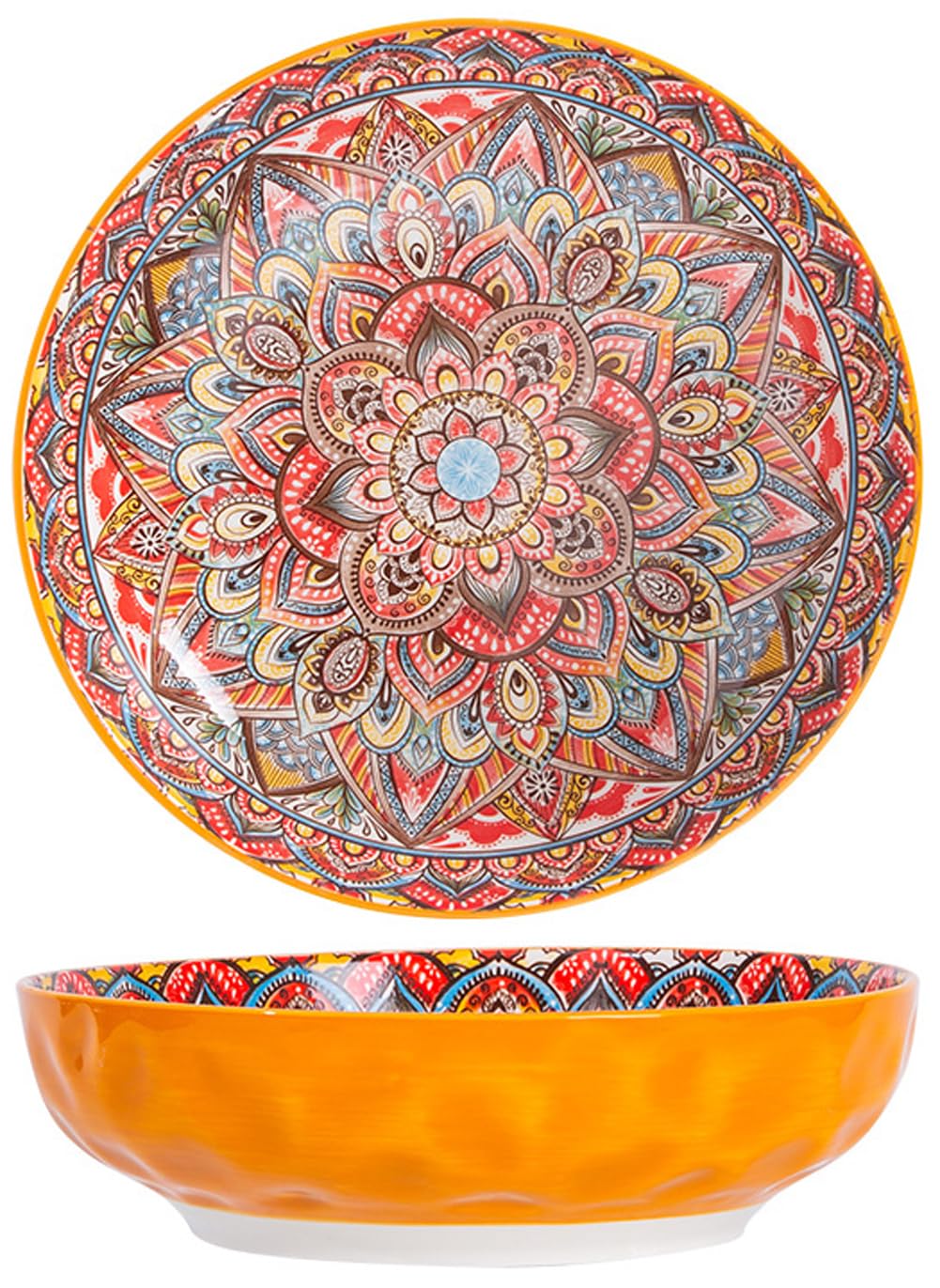 KKGUD Large Serving Bowls, 10 inches Ceramic Bowls for Pasta Noodles Salad Soup (1 Pack, Orange)