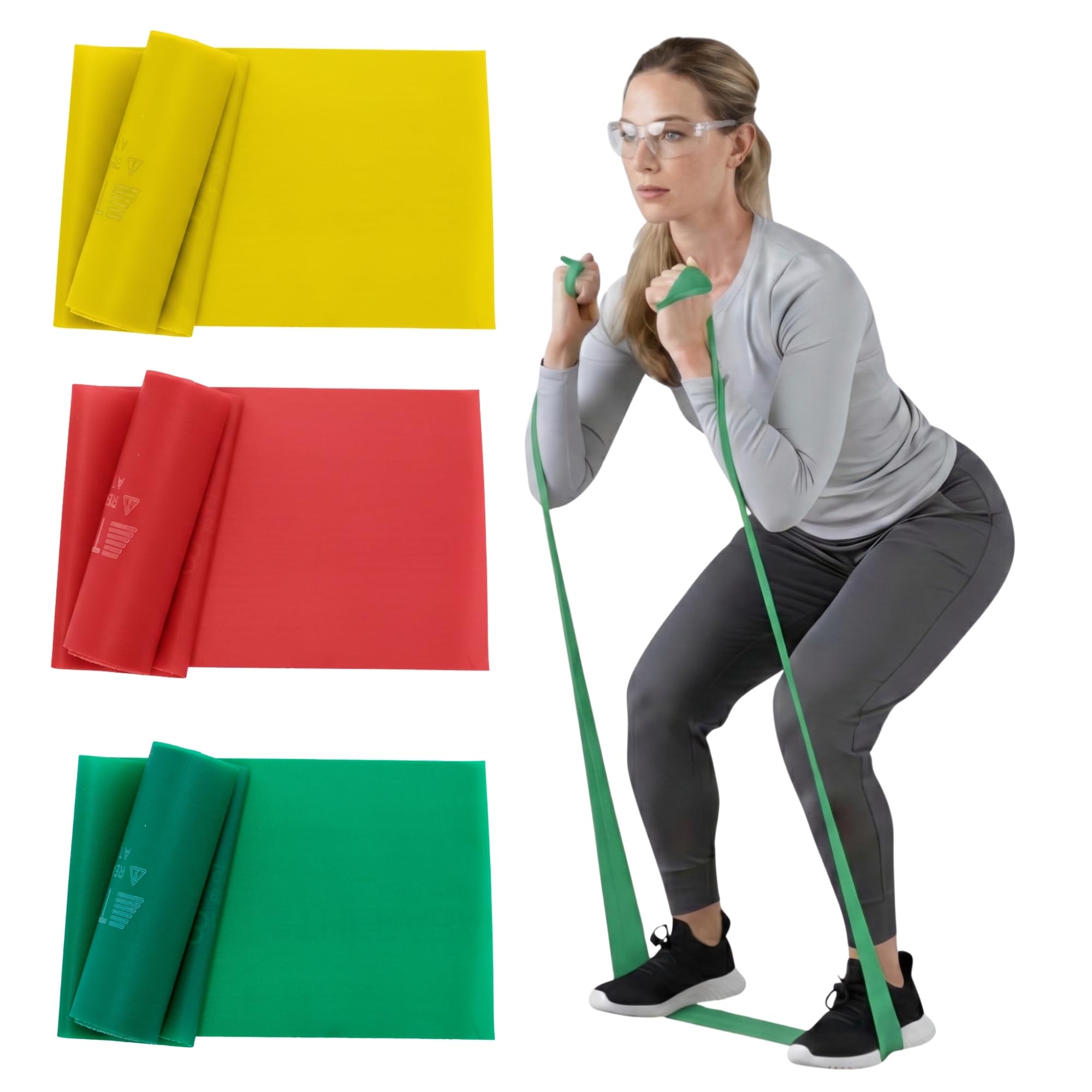 Photo 1 of ***MISSING PARTS***
THERABAND Resistance Bands Set, Beginner Kit, Yellow, Red, Green, Latex Elastic Bands for Exercise & Physical Therapy, Strength Training Bands for Upper & Lower Body Fitness