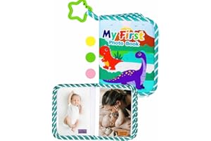GPIRAL Baby Photo Album – My First Photo Album for Baby with Soft Fabric Cover – Baby Memory Book for 4x6 Photos – Keepsake Gift for Newborn, Kids & Toddler, Baby Shower, First Birthday, Dinosaur