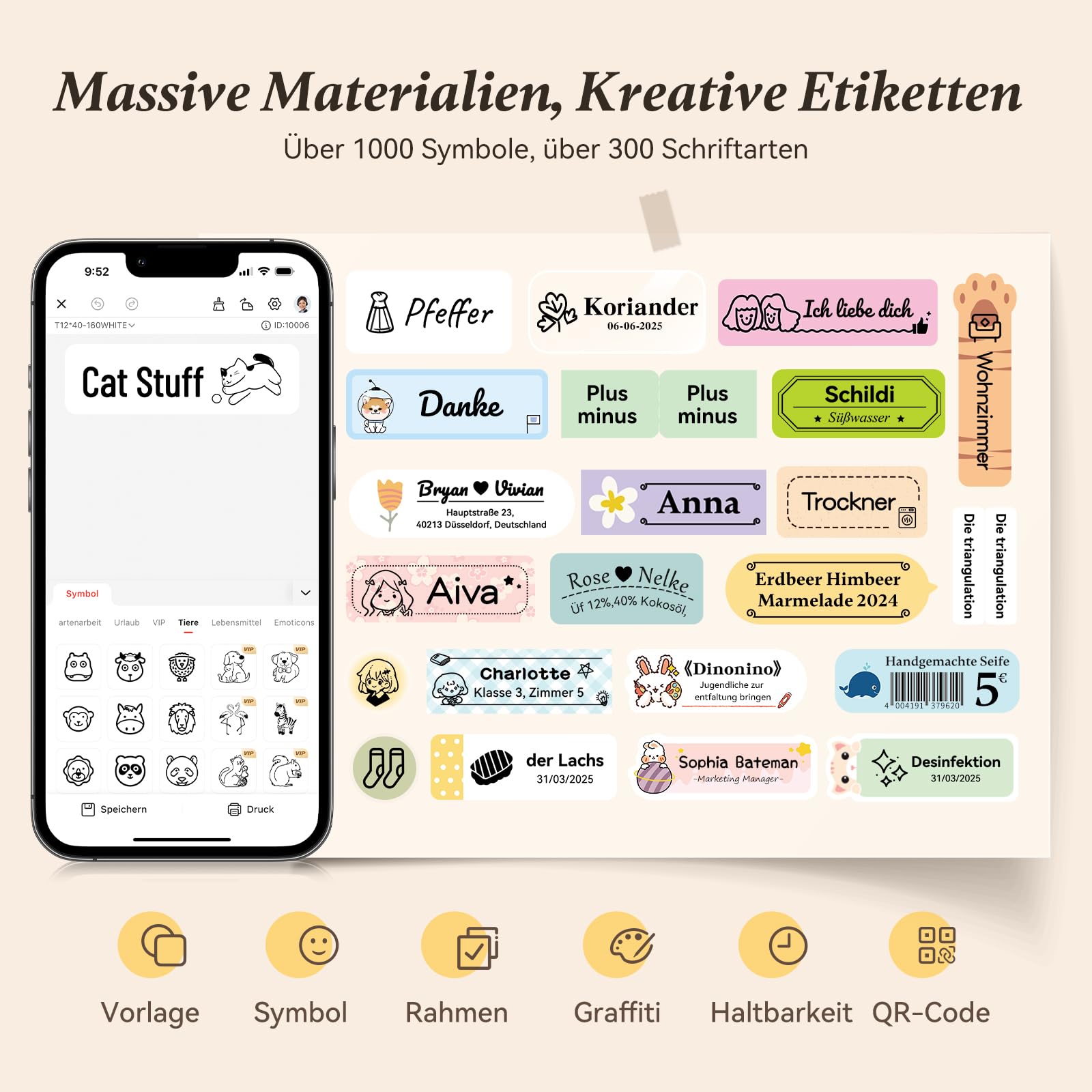 NIIMBOT Namensaufkleber Etikettendrucker, D110 Bluetooth Etikettiergerät, mit wasserdichte Etiketten 155 Stück/Rolle, Für Zuhause Büro Schule Kindergarten, Weiß 5