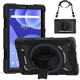 Bkinew Tablet Case for Lenovo Tab M10 HD 2nd Genneration 10.1" 2020 Model (TB-X306F TB-X306X) Rugged Protection Cover with Hand and Shoulder Strap 360 Rotating Kickstand, Black