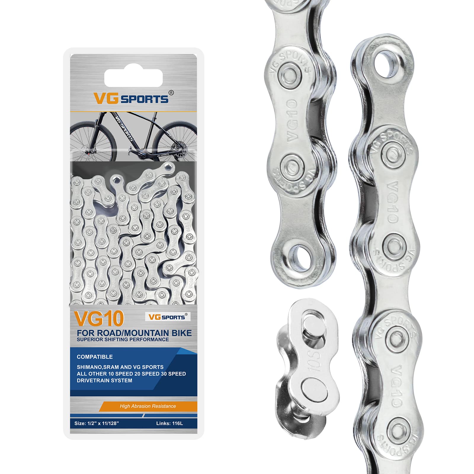 VG Sports 6/7/8/9/10/11Speed Bike Chain,Bicycle Chain 116 Links