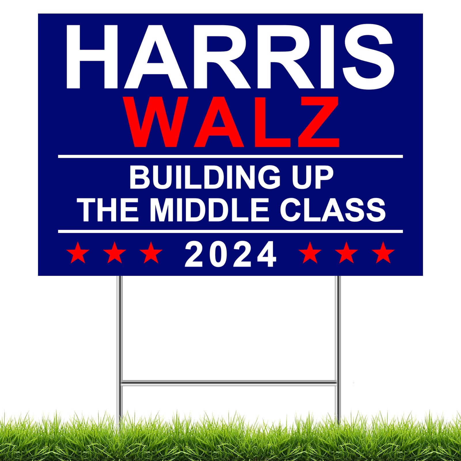 Photo 1 of Harris Walz Yard Sign,Kamala Harris Waltz 2024 Yard Sign,12" x 18" Double Sided Print with H-Stakes,Kamala Harris Tim Walz Lawn Sign Campaign Rally Placard,Building Up The Middle Class