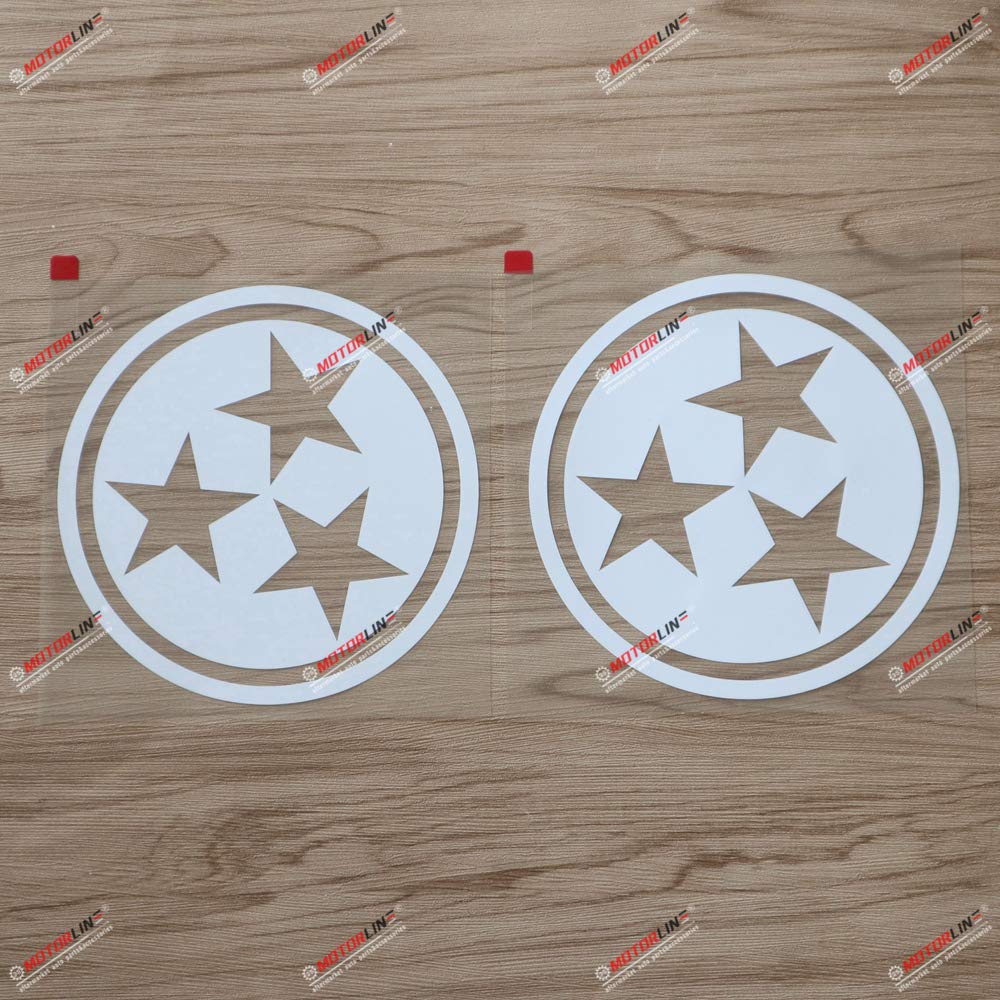 Photo 1 of 2X White 6'' Flag of Tennessee 3 Stars Decal Sticker US State Car Vinyl Roundel
