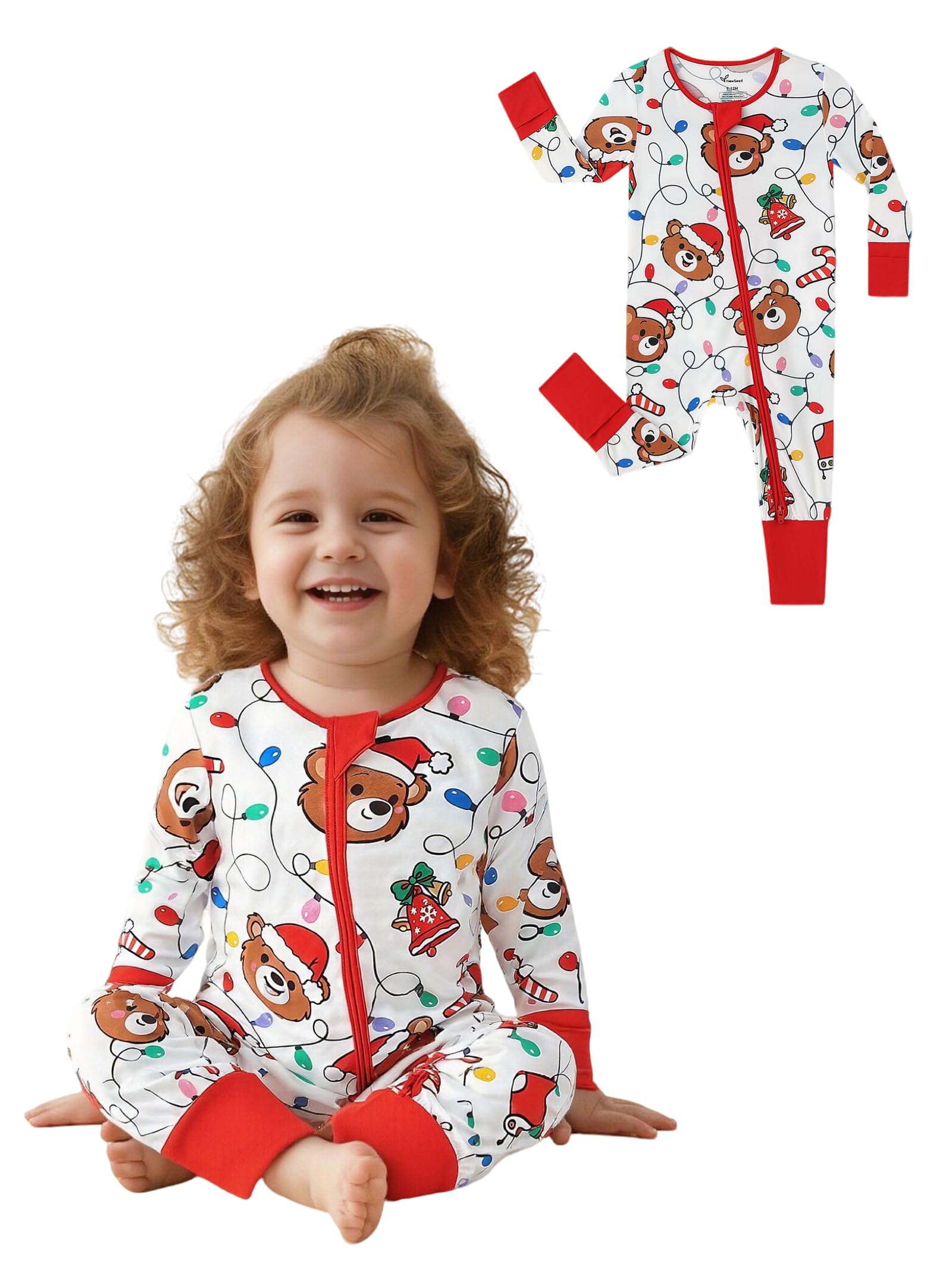 Infant Boys Girls Outfit Clothes Set Newborn Baby Romper Bamboo Long Sleeve Zipper Bodysuit Jumpsuit (Bear, 1-3M)