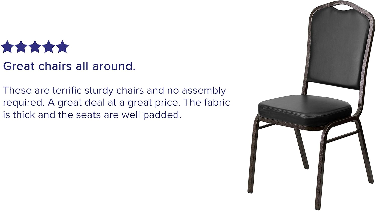 Flash Furniture HERCULES Series Crown Back Stacking Banquet Chair in Black Vinyl - Gold Vein Frame: Furniture & Decor