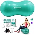 INTENT SPORTS Peanut Ball – Anti Burst Ball for Exercise, Labor, Birthing, Dog Training, Kids, Home & Gym Fitness, Physio Roll, Yoga Balance, Flexible Seating for Classroom & Office - Pump Included