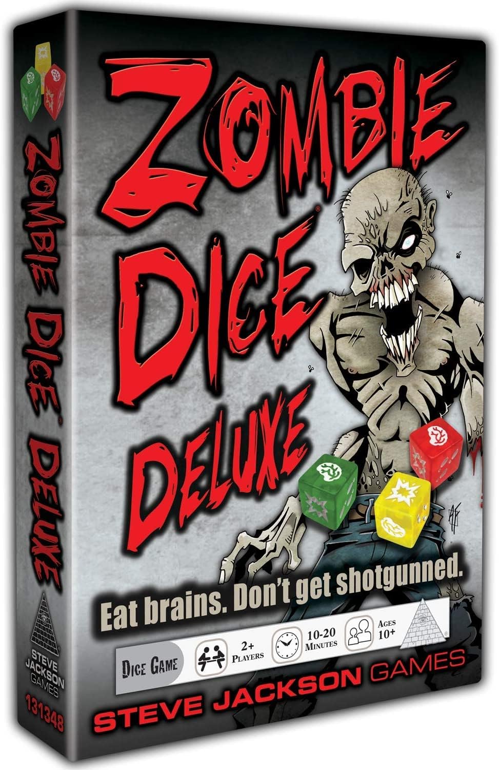 Zombie Dice Deluxe Dice Game, Adults and Family, Fast Pace Dice Game, Zombie Apocalypse Theme, Ages 10+, For 2+Players, Average Play Time 10-20 Minutes, From Steve Jackson Games,Red