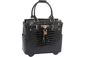 JKM & Company Rolling Laptop Bag for Women | Designer Wheeled Briefcase | Fits 13-17" Laptops | Office Travel Computer Case
