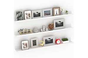 Giftgarden 47 Inch White Floating Shelves for Wall Mount, Modern Long Wood Wall Shelf Ledge for Bathroom Bedroom Living Room 
